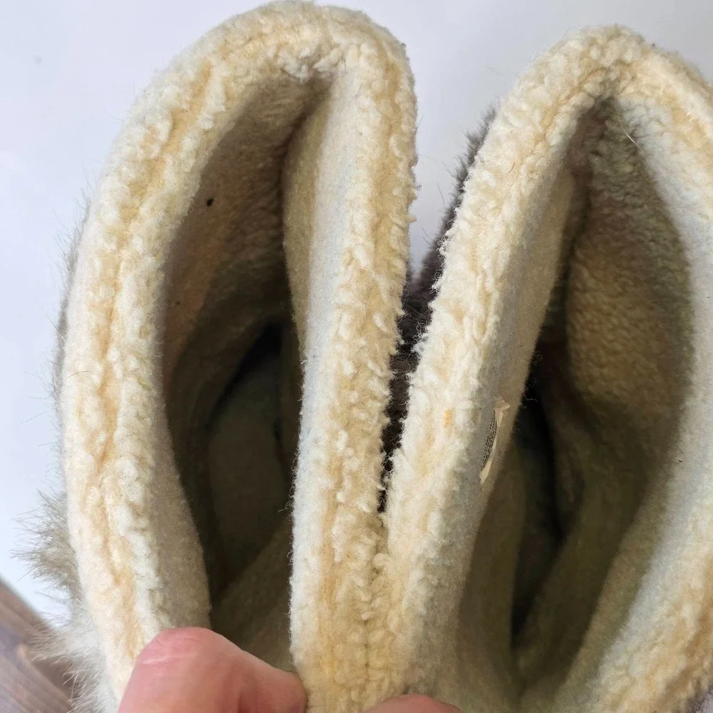 L.L. Bean Winter Snow Boots Women's Size 10 Ivory Cream Brown Faux Fur Shoes
